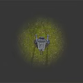 Mechanical Walker With Long Metal Legs Standing On Green Grass Field