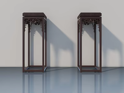 Chinese Style Swing Door with Intricate Carved Patterns and Dark Wood Frame 3d model