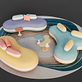 Colorful Sofa and Coffee Table Set with Pastel Cushions and Modern Design Elements 3d model