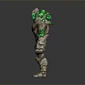 Muscular Stone Creature With Green Glowing Crystals On Shoulders And Arms