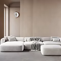 Modern Minimalist White Sectional Sofa Set With Modular Design Pillows And Throw Blanket 3d model