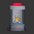 Pikachu Pokémon Figure in Transparent Display Case With Pink Top And Blue Base Decorations
