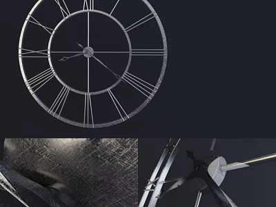 Elegant Metal Wall Clock With Roman Numerals For Home Interior Decor 3d model