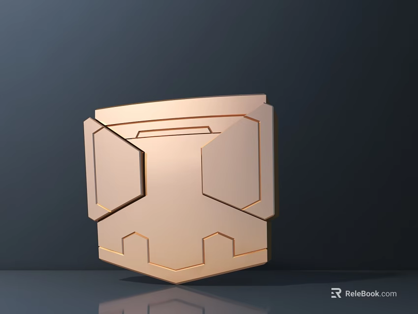 Golden Shield Shaped Commercial Equipment With Modern Geometric Design And Reflective Surface 3d model 