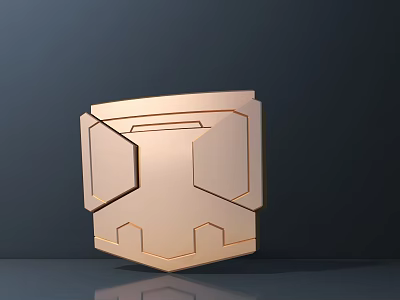 Golden Shield Shaped Commercial Equipment With Modern Geometric Design And Reflective Surface 3d model