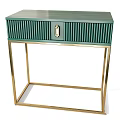 Modern Multi Color Cabinet Design With Gold Frame And Vertical Striped Details