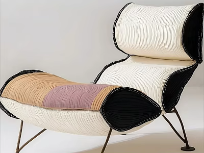 Stylish Modern Lounge Chair With Colorful Cushion Black Frame And Metal Legs 3d model