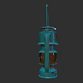 Two Vintage Blue Candle Lanterns With Classic Metal Handle And Retro Design