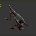Elegant Fantasy Elven Bow Weapon With Intricate Crystal Design And Decorative Arrow