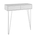 Modern Minimalist Wooden Console Table With Gray Drawers And Black Legs