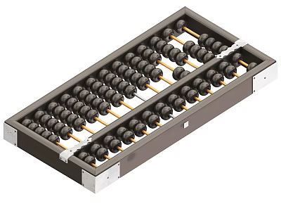 Vintage Traditional Abacus With Wooden Frame And Black Calculating Beads 3d model