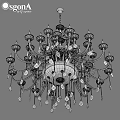 Elegant Bronze Frame Crystal Chandelier With Multiple Candle Style Lights And Glass Pendants
