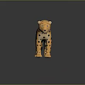 Yellow Cheetah Model With Black Spots Standing On Reflective Surface