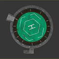 Circular Stadium Architecture Featuring Green Hexagonal Field Surrounded By Tiered Stands And Entrance Steps