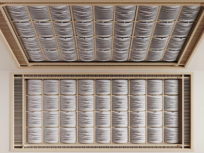 Elegant Modern Ceiling Drapery Design With Grid Frame And Layered Panels 3d model