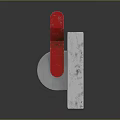 Red Metal Hook Attached To Gray Concrete Block With Silver Bearing 3D Rendering