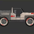 Futuristic Off Road Vehicle Design With Open Cabin Large Tires LED Lights And Red Accents