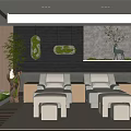 Modern Beauty Hair Salon With Comfortable Seats Green Plant Decor And Bright Interior