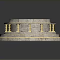 Scenic Circular Stone Platform Landscape Featuring Multiple Steps Blue Pattern And Yellow Decorative Lines