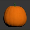 Fresh Orange Pumpkin With Green Stem And Smooth Surface On Black Reflective Background