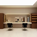 Elegant Modern Beauty Hair Salon Interior With Black Barber Chairs Marble Countertops And Natural Light