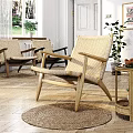 Modern Woven Rattan Lounge Chair With Wooden Frame In Bright Living Space