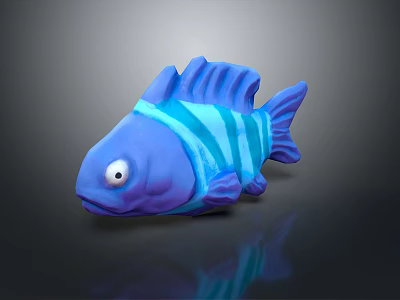 Blue And White Striped Fish Shaped Bath Toy For Kids With Safe Material 3d model