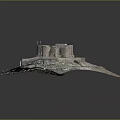 Ancient Castle Architecture With Encircling Walls Round Towers And Surrounding Greenery
