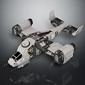Detailed Futuristic Scifi Spaceship Model With Mechanical Wings Cockpit And Engines