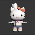 Hello Kitty Character Design With White Body Red Bow Blue Outfit And Open Arms Pose