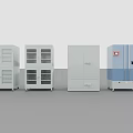 Four Different Industrial Storage Cabinets Featuring Glass Door Closed Door And Labeled Designs