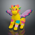 Cute Yellow Dragon Plush Toy With Rainbow Horns Big Eyes Colorful Wings And Spots