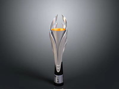 Sleek Modern Torch Design Featuring Silver Body Orange Flame And Black Base With Number 1 3d model