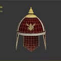Medieval Knight Red Velvet Hat Featuring Golden Eagle Emblem White Trim And Tassels