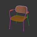 Modern Orange Chair With Metal Frame Armrests And Sleek Comfortable Seat