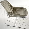 Beige Fabric Lounge Chair With Metal Frame Comfortable Cushion And Vanvachtan Label Modern Design