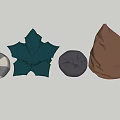 Assorted Bean Bag Chairs Featuring Green Leaf Gray Circular And Brown Shapes 3d model
