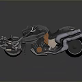Futuristic Motorcycle With Sleek Metallic Body Black And Orange Engine Details On Reflective Surface