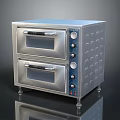 Stainless Steel Electric Commercial Double Deck Oven With Control Panel And Knobs 3d model