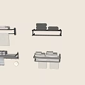 Modern Bathroom Accessories Featuring Wall Mounted Towel Racks With Folded And Hanging Towels