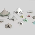 Colorful Tents in Various Styles Including Pyramid and Dome for Outdoor Camping
