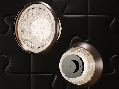 Modern wall lamps with metal frame and patterned glass shade for elegant home interior 3d model
