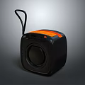 Black And Orange Portable Electronic Speaker With Handle Compact Design Wireless Audio 3d model