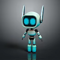 Cute Blue Mechanical Robot Character With 3D Model Design And Features