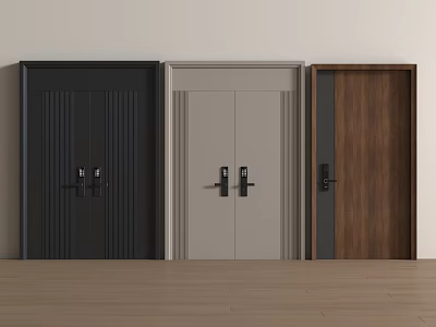Modern entry door anti-theft smart lock double door top door 3d model