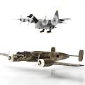 Game Movie Character Two Stylish Military Aircraft Models With Camouflage And Crocodile Design