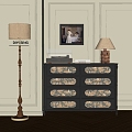 French Style Entrance Cabinet Antique Entrance Cabinet French Style Antique Floor Lamp Antique Table Lamp 3d model