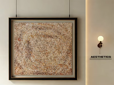 Abstract Painting In Black Frame With Brown Beige Textured Wall Art Aesthetics 3d model