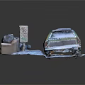 Snow Covered Car With Trash Bags Sofa And Cabinet On Snowy Ground