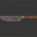 Old Rusty Weapon Knife With Wooden Handle On Black Surface And Reflection